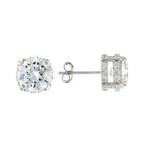 NIB - JTV White Cubic Zirconia Rhodium Over Sterling Silver Earrings 8.17ctw